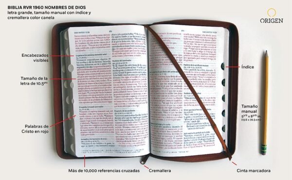Biblia RVR1960 Letra Grande Tamaño Manual con Cremallera e Índice (Nombres de Dios) - Image 3