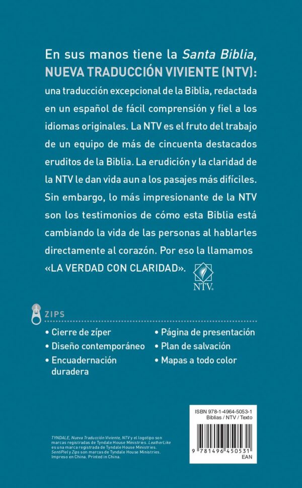 Santa Biblia NTV, Edicion ziper (Semipiel Azul Claro Océano) - Image 2